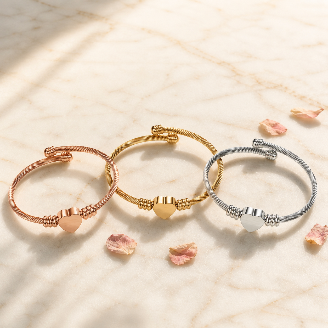 The Heartline — Twisted Cable Cuff Bracelet