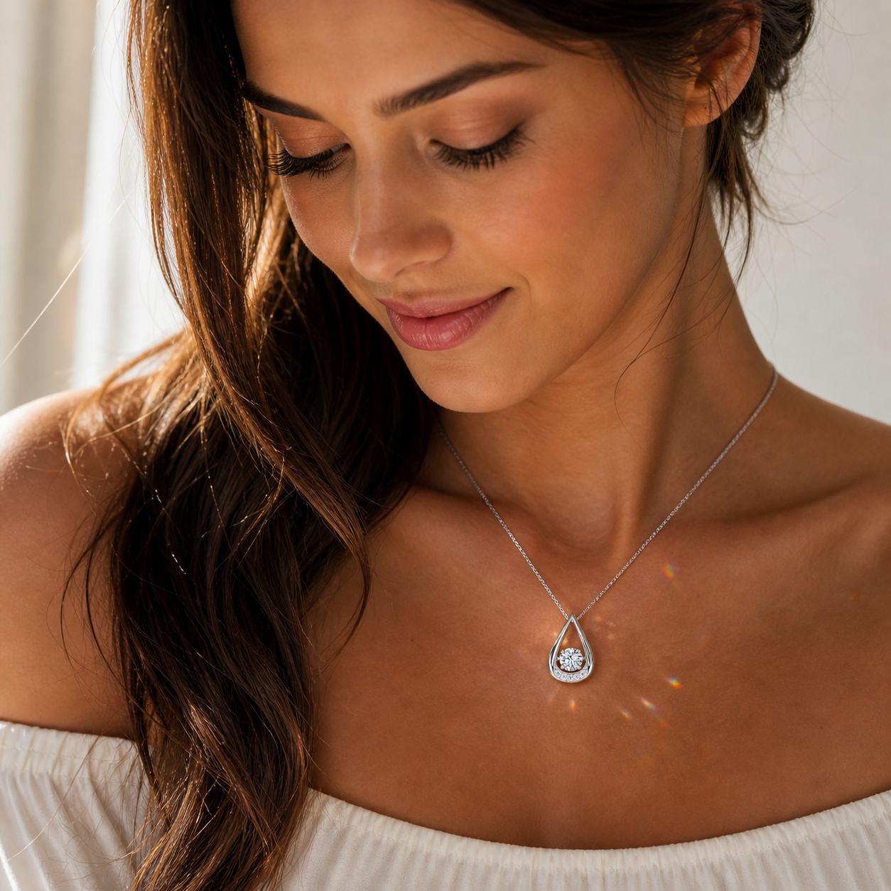 The Teardrop Crystal — Diamond Set Pendant Necklace