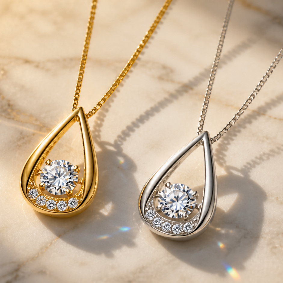 The Teardrop Crystal — Diamond Set Pendant Necklace